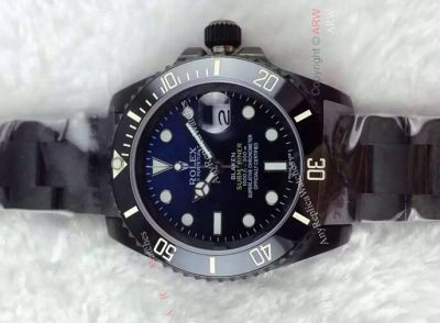 Replica Rolex Blaken Submariner Watch - Black & Blue Face  Black Ceramic Bezel